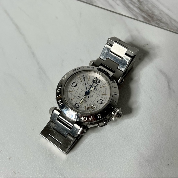 AUTHENTIC Cartier Pasha C Automatic GMT 2377 Steel Watch - Picture 3 of 10